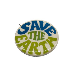 Save The Earth Peace Love Counter Culture Vintage Pinback Button 1.5" Hippie 70s